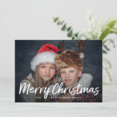 Script Kerstmis | Groen met Foto Feestdagenkaart (Staand voorkant)