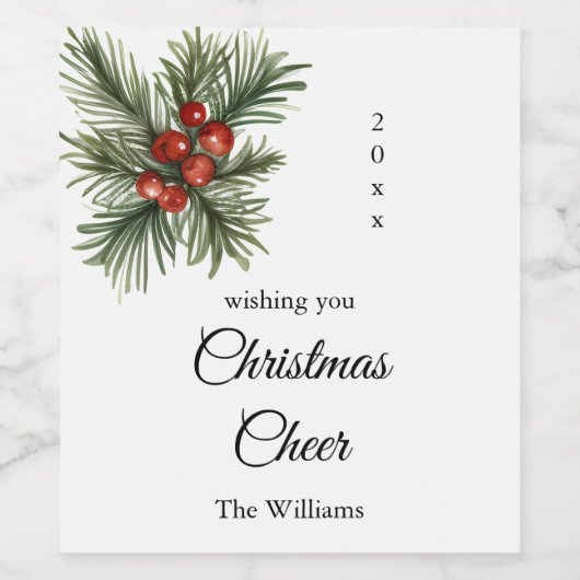 Script Kerstplezier Tak Met Bessen Wijn Etiket (Enkel label)
