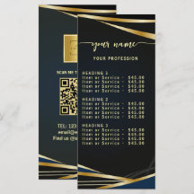 Script Klassieke zwarte en gouden Prijslijst Menu