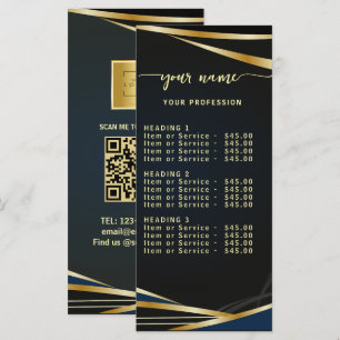Script Klassieke zwarte en gouden Prijslijst Menu