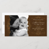 Script Krullen Landelijk Bruin Kerst foto kaart (Voorkant / Achterkant)