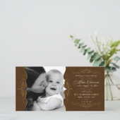 Script Krullen Landelijk Bruin Kerst foto kaart (Staand voorkant)