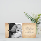 Script Krullen Vintage Sepia Kerst fotokaart Feestdagenkaart (Staand voorkant)