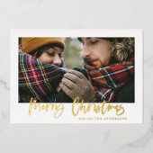 script kwam kerst groene tartan foto folie feestdagenkaart (Voorkant)