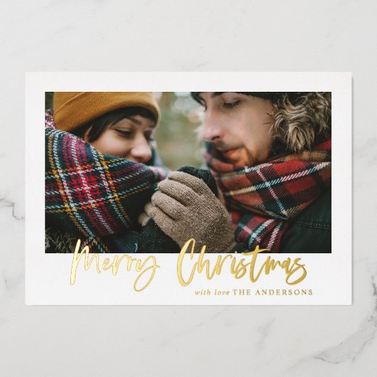 script kwam kerst groene tartan foto folie feestdagenkaart (Voorkant)