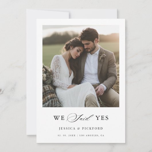 Script Landelijk Hooibaal Foto We Zeiden Ja Trouwe Aankondiging (Voorkant)