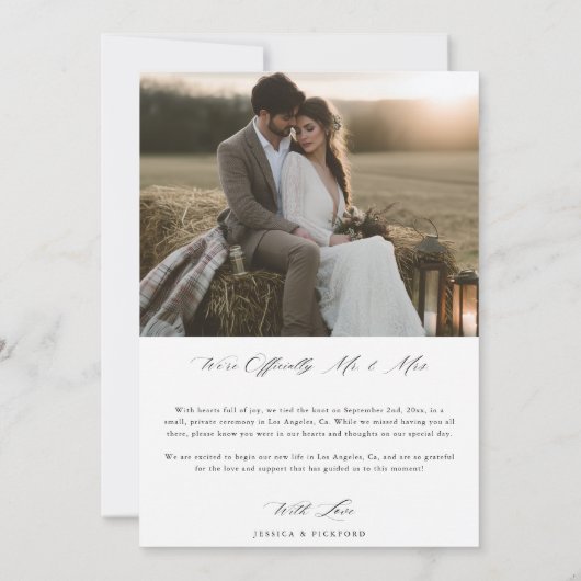 Script Landelijk Hooibaal Foto We Zeiden Ja Trouwe Aankondiging (Achterkant)