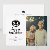 Script Landelijke Jack-O'-Lantern Halloween 1 Foto Feestdagenkaart (Voorkant / Achterkant)