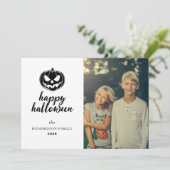 Script Landelijke Jack-O'-Lantern Halloween 1 Foto Feestdagenkaart (Staand voorkant)