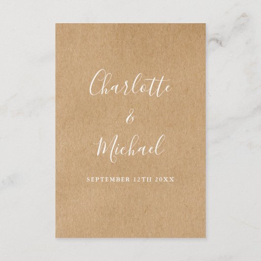 Script Landelijke Kraft Huwelijksdetails Informati Informatiekaartje (Achterkant)