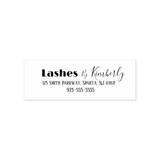 Script Lash Studio Name Return Address Phone Zelfinktende Stempel (Design)