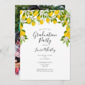 Script Lemons Blossom Photo Graduparty Kaart (Voorkant / Achterkant)