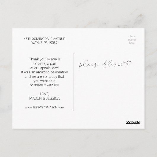 Script Lettering Foto bruiloft Dank u Briefkaart (Achterkant)