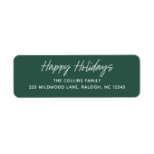 Script Lettering Gelukkig Kerstfeest Retouradres Etiket (Voorkant)