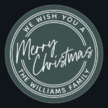 Script Lettering Merry Christmas Ronde Sticker<br><div class="desc">Script Lettering Merry Christmas Classic Round Sticker. Klik op de knop Personaliseren om dit ontwerp met jouw tekst aan te passen.</div>