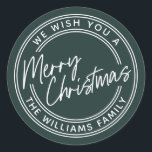 Script Lettering Merry Christmas Ronde Sticker<br><div class="desc">Script Lettering Merry Christmas Classic Round Sticker. Klik op de knop Personaliseren om dit ontwerp met jouw tekst aan te passen.</div>