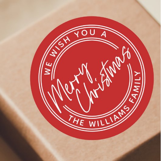 Script Lettering Merry Christmas Ronde Sticker
