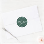 Script Lettering Merry Christmas Ronde Sticker<br><div class="desc">Script Lettering Merry Christmas Classic Round Sticker. Klik op de knop Personaliseren om dit ontwerp met jouw tekst aan te passen.</div>