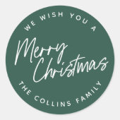 Script Lettering Merry Christmas Ronde Sticker (Voorkant)