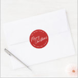 Script Lettering Merry Christmas Ronde Sticker<br><div class="desc">Script Lettering Merry Christmas Classic Round Sticker. Klik op de knop Personaliseren om dit ontwerp met jouw tekst aan te passen.</div>