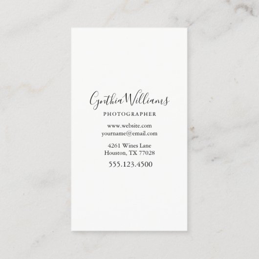 Script Lettering Moderne fotografie Visitekaartje (Achterkant)