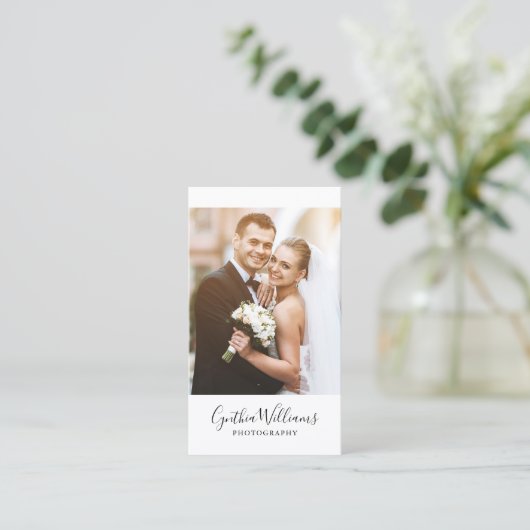 Script Lettering Moderne fotografie Visitekaartje (Staand voorkant)