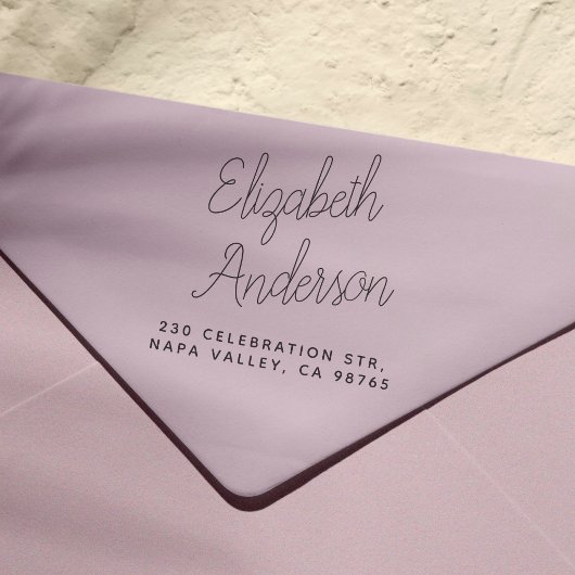 Script Lettering naam en retouradres Zelfinktende Stempel