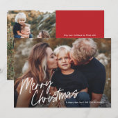 Script Lettering Prettig Kerstfeest 2 Foto  Feestdagenkaart (Voorkant / Achterkant)