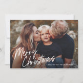 Script Lettering Prettig Kerstfeest 2 Foto  Feestdagenkaart (Voorkant)