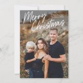 Script Lettering Prettig Kerstfeest 2 Foto  Feestdagenkaart (Voorkant)