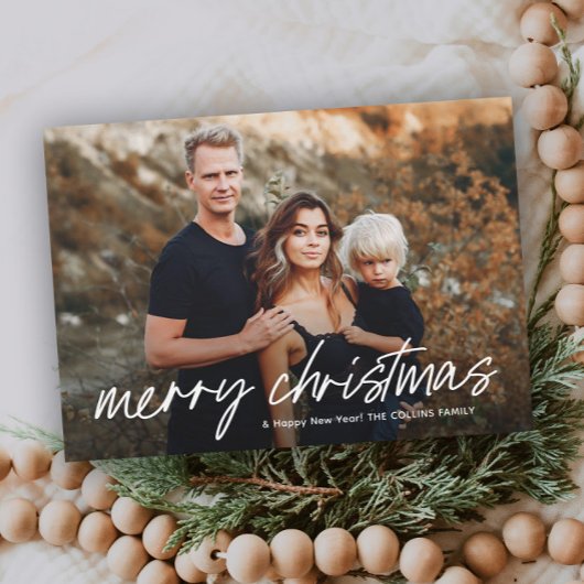 Script Lettering Prettig Kerstfeest 2 Foto  Feestdagenkaart