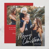 Script Lettering Prettig Kerstfeest 2 Foto  Feestdagenkaart (Voorkant / Achterkant)