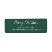 Script Lettering Prettig Kerstmis Retouradres Etiket (Voorkant)