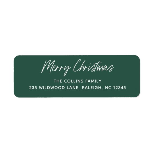 Script Lettering Prettig Kerstmis Retouradres Etiket (Voorkant)