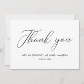 Script Lettering Zwart & Wit Trouw Trouw Dank Je Bedankkaart (Voorkant)