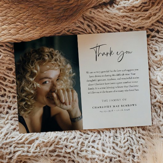 Script Lettertype Aangepaste foto & bericht Condol Bedankkaart