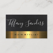 Script-lettertype | Leder | Goud metaal Visitekaartje (Voorkant)