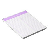 Script Licht Lavendel Tweecolumn Checklist Notitieblok (Schuin)