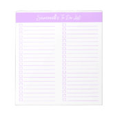 Script Licht Lavendel Tweecolumn Checklist Notitieblok (Voorkant)