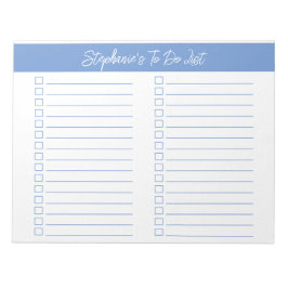Script Lichtblauw 8.5x11 Tweecolumnige Checklist Notitieblok