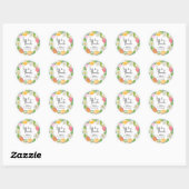 Script Liefde & Bedankt Bruiloft Roze Tulp Bloemen Ronde Sticker (Vel)