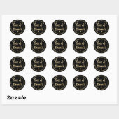 Script Liefde & Bedankt Zwart & Goud Retouradres Ronde Sticker (Vel)