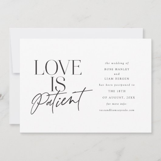Script Liefde Bruiloft Uitgesteld Wijzig de Datum Aankondiging (Voorkant)