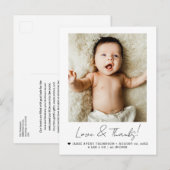 Script Liefde & Dank Baby Foto Geboorteaankondigin Briefkaart (Voorkant / Achterkant)