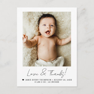 Script Liefde & Dank Baby Foto Geboorteaankondigin Briefkaart