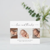 Script Liefde en Dank Foto Baby Bedankt Briefkaart (Staand voorkant)