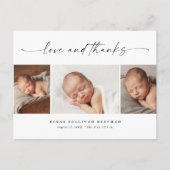 Script Liefde en Dank Foto Baby Bedankt Briefkaart (Voorkant)