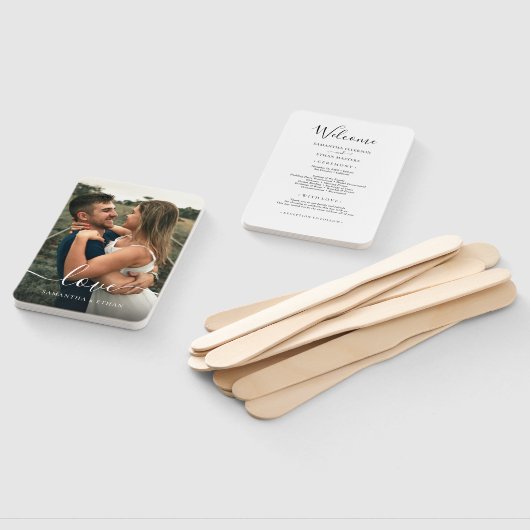 Script Liefde Foto Trouwprogramma Hand Fan Handwaaier (Niet-gemonteerd)