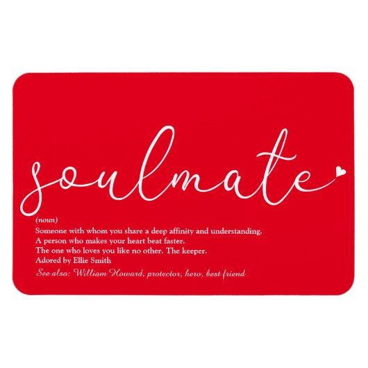 Script Liefde Hart Soulmate Definitie Rood Magneet (Horizontaal)