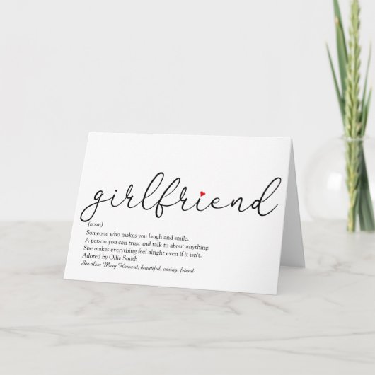 Script Liefde Hart Vriendin Definitie Kaart (Voorkant)
